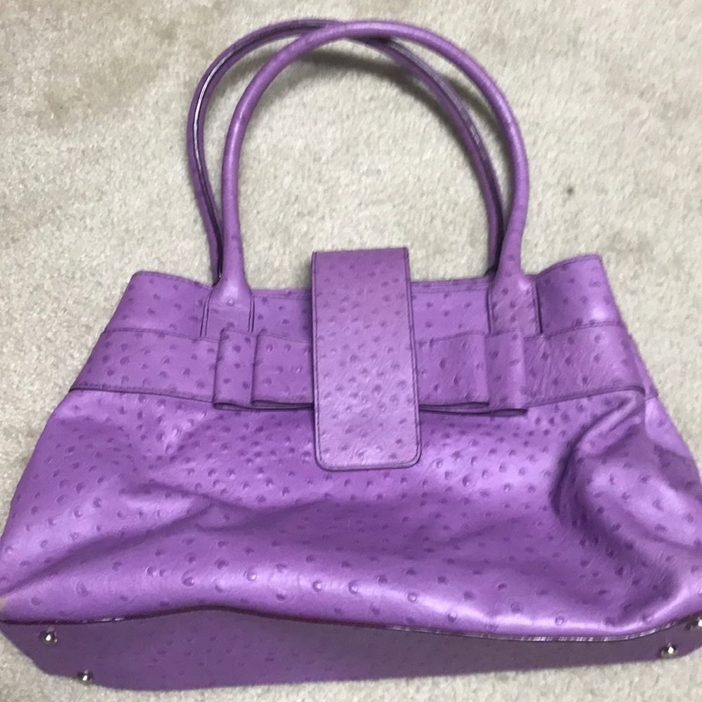 kate spade Purple Ostrich-Embossed Satchel
